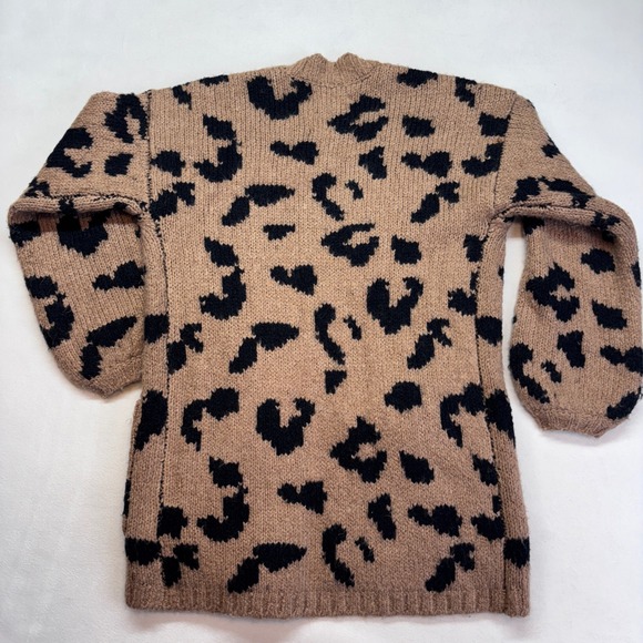 Abercrombie Fitch Leopard Print‎ Open Front Knit Cardigan Sweater Women's XS - Picture 3 of 8